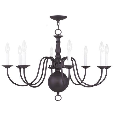 Livex Williamsburgh 8 Light Bronze Chandelier - C185-5007-07