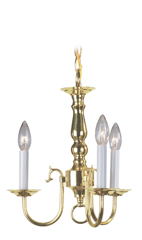 Livex Williamsburgh 3 Light Polished Brass Mini Chandelier - C185-5013-02