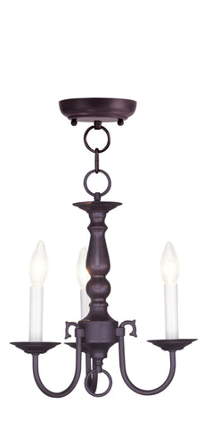 Livex Williamsburgh 3 Light Bronze Mini Chandelier - C185-5013-07