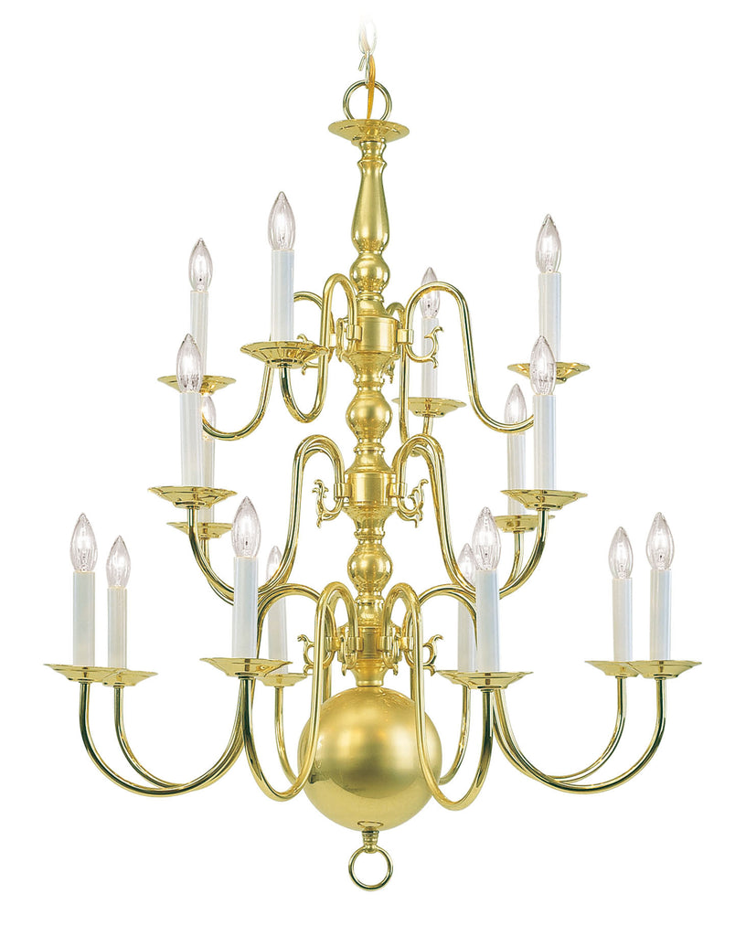 Livex Williamsburgh 16 Light Polished Brass Chandelier - C185-5016-02