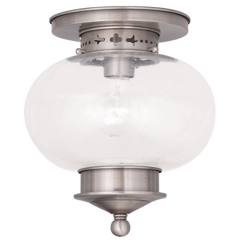 Livex Harbor 1 Light Brushed Nickel Ceiling Mount - C185-5036-91