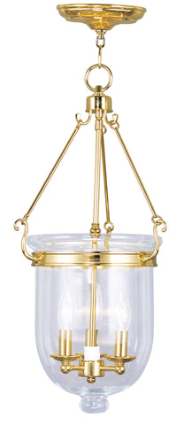 Livex Jefferson 3 Light Polished Brass Chain Lantern  - C185-5064-02