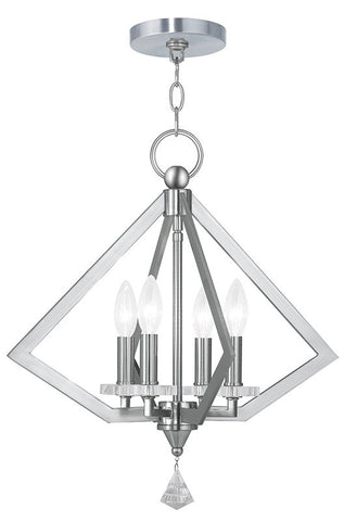 Livex Diamond 4 Light Brushed Nickel Chandelier - C185-50664-91