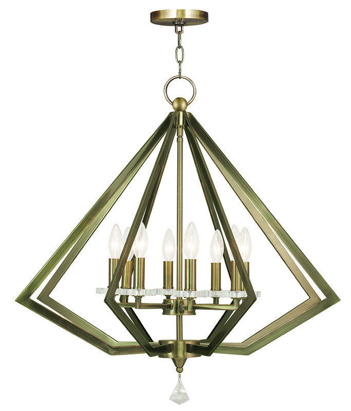 Livex Diamond 8 Light Antique Brass Chandelier - C185-50668-01