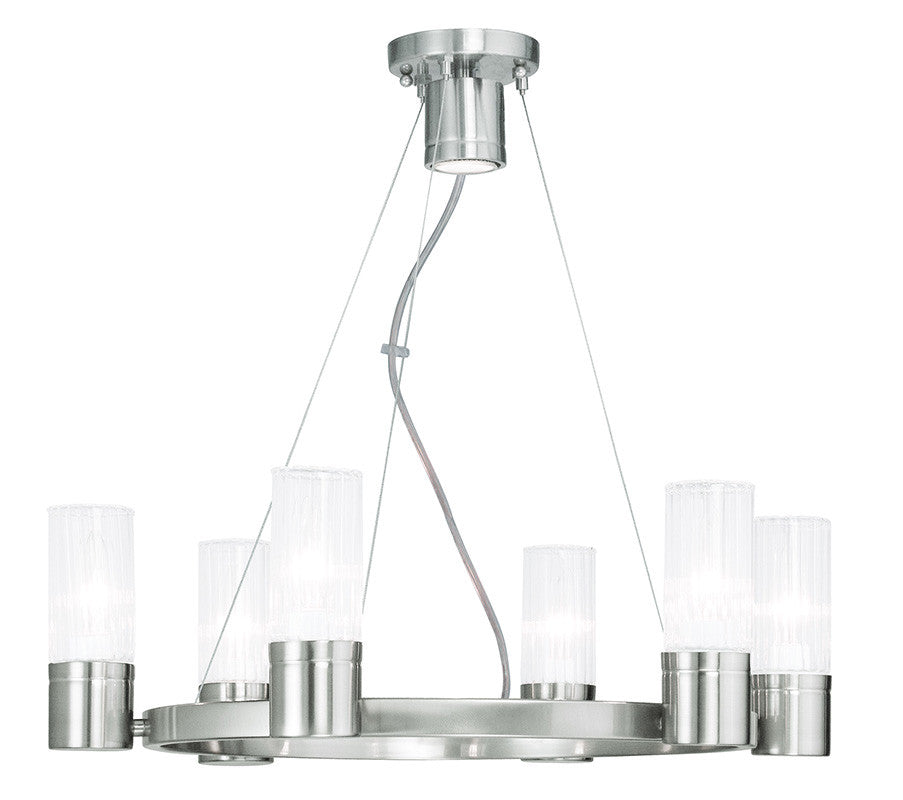 Livex Midtown  6 Light Brushed Nickel Chandelier - C185-50696-91