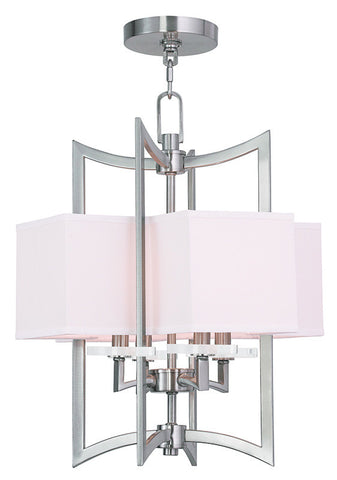 Livex Woodland Park  4 Light Brushed Nickel Foyer Chandelier - C185-50703-91