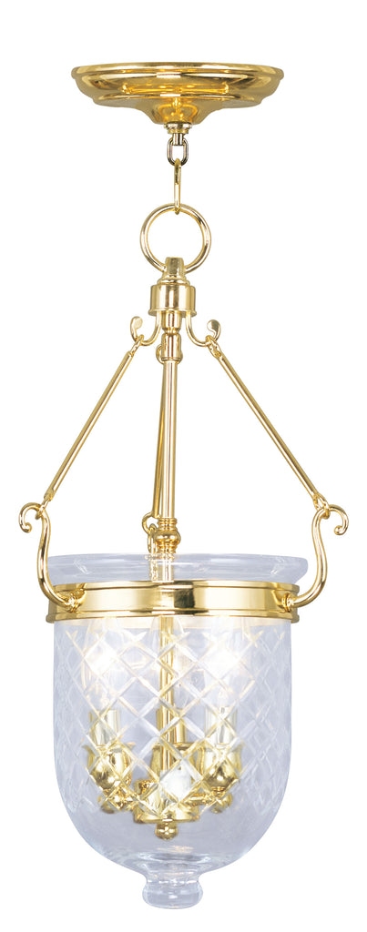 Livex Jefferson 3 Light Polished Brass Chain Lantern  - C185-5073-02