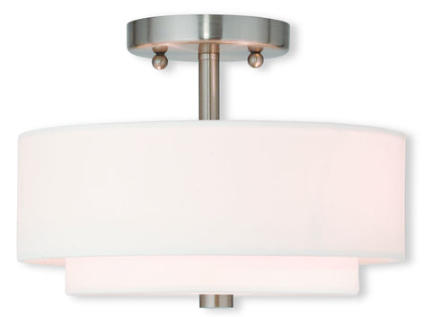 Livex Claremont 2 Light Brushed Nickel Ceiling Mount - C185-51042-91