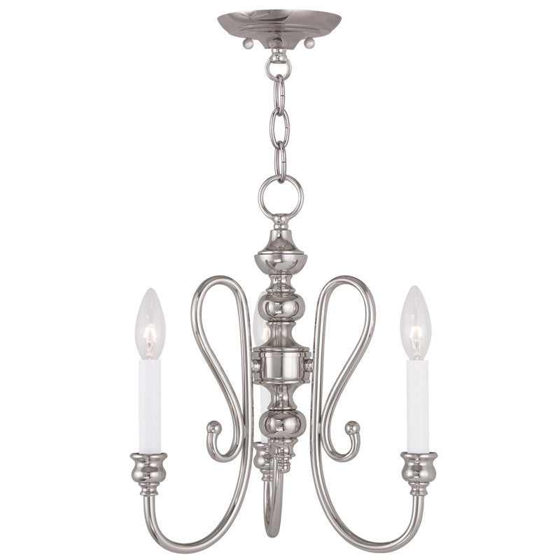 Livex Caldwell 3 Light PN Mini Chandelier/Ceiling Mount - C185-5163-35