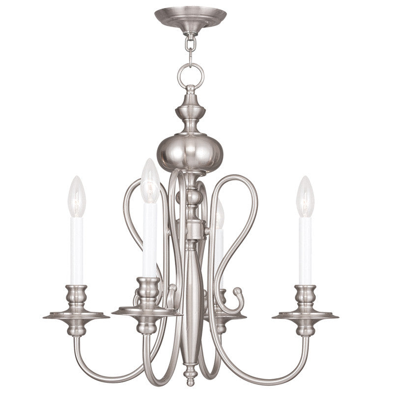 Livex Caldwell 4 Light Brushed Nickel Chandelier - C185-5164-91