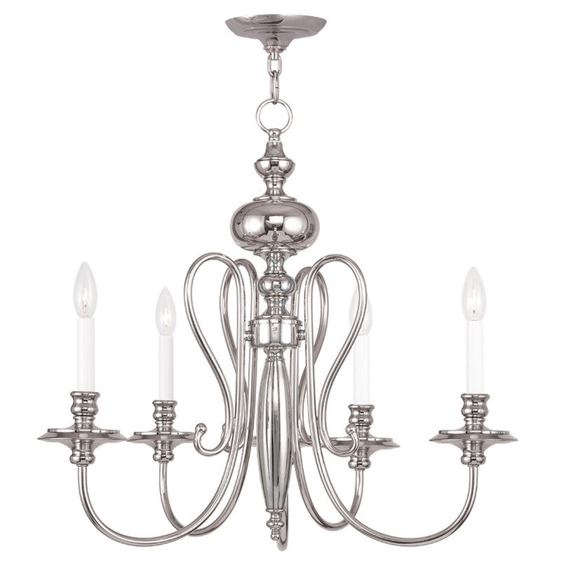 Livex Caldwell 5 Light Polished Nickel Chandelier - C185-5165-35