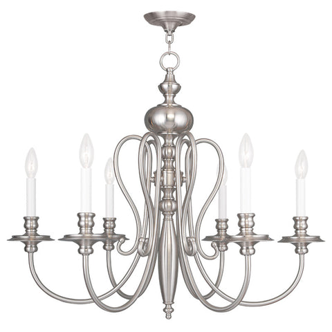 Livex Caldwell 6 Light Brushed Nickel Chandelier - C185-5166-91