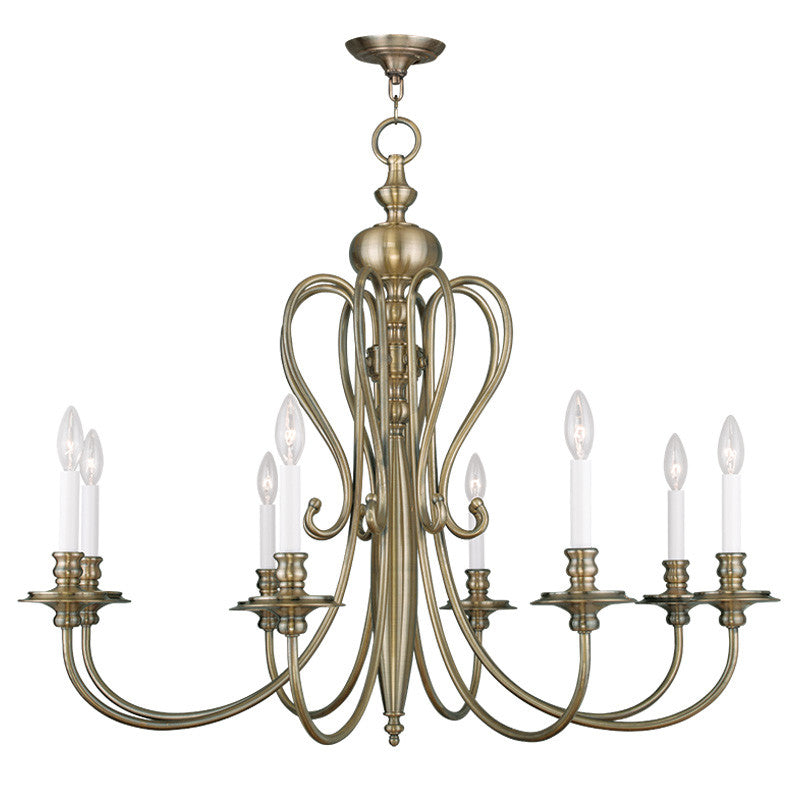 Livex Caldwell 8 Light Antique Brass Chandelier - C185-5168-01