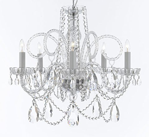 Murano Venetian Style Chandelier Crystal Lighting Chandeliers Lights Fixture Pendant Ceiling Lamp for Dining Room, Bedroom, Entryway , Living Room with Large, Luxe, Diamond Cut Crystals! H25" X W24" - A46-B93/B89/385/5DC