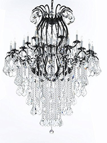 Wrought Iron Chandelier Crystal Chandeliers Lighting Empress Crystal (Tm) H60" W46" Perfect For An Entryway Or Foyer - A83-B12/3034/18+6