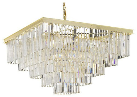 Retro Palladium Crystal Glass Fringe 5-Tier Chandelier Gold W 34" X H 29" - 26010/18-Chandelier