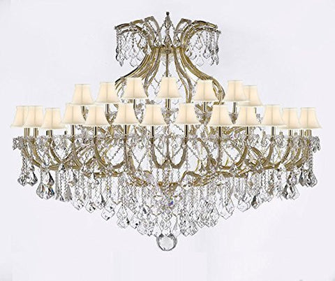 Maria Theresa Empress Crystal (Tm) Chandelier Lighting H 48" W 72" With White Shades - Cjd-Sc/Whiteshade/B62/Cg/2181/72