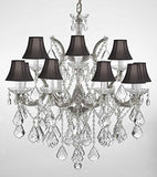 Swarovski Crystal Trimmed Chandelier Chandelier Lighting With Black Shades H30" X W28" - F83-Blackshades/Silver/B7/21532/12+1Sw