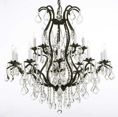 Swarovski Crystal Trimmed Chandelier Wrought Iron Chandelier Dressed With Swarovski Crystal - A83-3034/10+5Sw