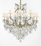 Swarovski Crystal Trimmed Chandelier Maria Theresa Empress Crystal (Tm) Chandelier Lighting H 38" W 37" With White Shades - Sc/Whiteshade/21510/15+1Sw