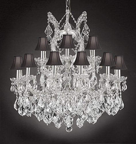 Maria Theresa Empress Crystal(Tm) Chandelier Lighting With Black Shades H 28" W 30" - Cjd-Cs/Sc/2181/30