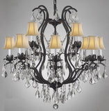 Swarovski Crystal Trimmed Chandelier Wrought Iron Crystal Chandelier Lighting With Shades - A83-Whiteshades/3034/8+4 Sw