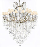Swarovski Crystal Trimmed Chandelier Lighting Chandeliers H59" X W46" Great for The Foyer, Entry Way, Living Room, Family Room and More! w/White Shades - A500-B12/WHITESHADES/2MT/24+1SW