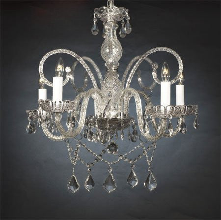 Swarovski Crystal Trimmed Chandelier New Authentic All Crystal Chandelier W/ Swarovski Crystal Chandeliers H25" X W24" - A46-386/5Sw