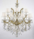 Swarovski Crystal Trimmed Chandelier Chandelier Lighting With White Shades H30" X W28" - F83-Whiteshades/B7/21532/12+1Sw