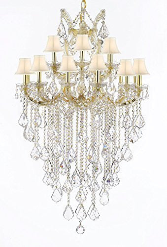 Maria Theresa Empress Crystal (Tm) Chandelier Lighting H 50" W 30" With White Shades - Cjd-Cg/Sc/Whiteshades/B12/2181/30