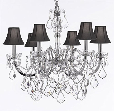 Maria Theresa Chandelier Lighting Empress Crystal (Tm) Chandeliers H20 "X W22" Chrome Finish With Black Shade - F83-Sc/Blackshade/Chrome/2528/6