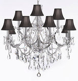 Maria Theresa Chandelier Lighting Crystal Chandeliers H30 "X W28" Trimmed With Spectra (Tm) Crystal - Reliable Crystal Quality By Swarovski Chrome Finish With Shades - J10-Sc/Black/Chrome/26049/12+1Sw