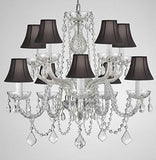 Swarovski Crystal Trimmed Chandelier Crystal Chandelier Lighting With Black Shades H 25" X W 24" - G46-Blackshades/Cs/1122/5+5 Sw