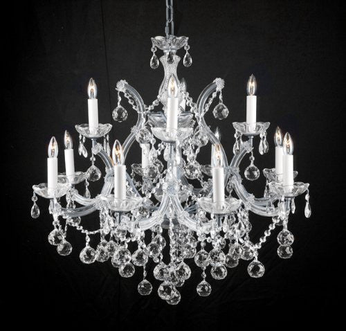 Swarovski Crystal Trimmed Chandelier New Lighting Chandelier W/ Crystal Balls 28 X 30 - A83-Silver/Balls/21532/12+1 Sw