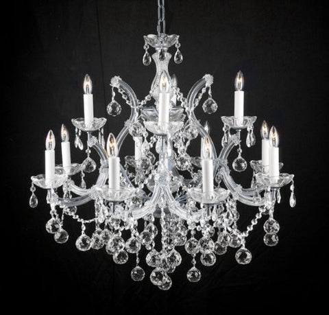 Swarovski Crystal Trimmed Chandelier New Lighting Chandelier W/ Crystal Balls 28 X 30 - A83-Silver/Balls/21532/12+1 Sw