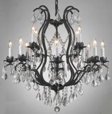 Set of 2- Wrought Iron Crystal Chandelier Lighting Chandeliers H30" x W28" - 2EA 3034/8+4