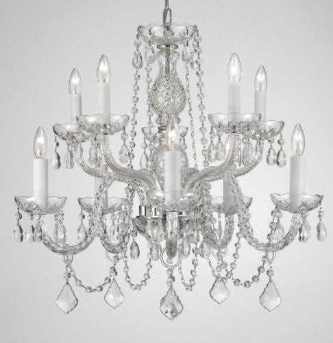 Swarovski Crystal Trimmed Chandelier Chandelier Lighting Dressed With Swarovski Crystal H 25" W 24" - G46-Cs/1122/5+5Sw