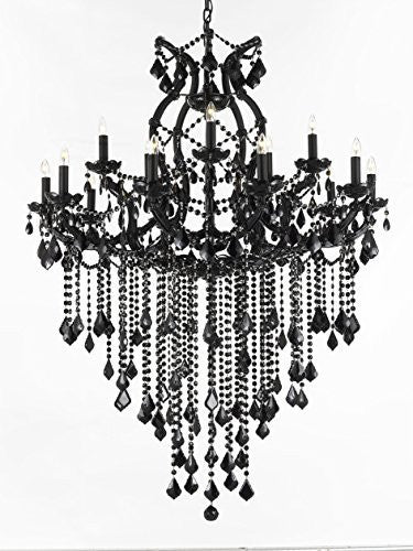 Jet Black Chandelier Crystal Lighting Chandeliers 37X50 - A83-B12/BLACK/21510/15+1