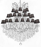 Swarovski Crystal Trimmed Chandelier Large Foyer / Entryway Maria Theresa Crystal Chandelier Lighting W/Black Shade H 60" W 52" - A500-Silver/Blackshade/B12/2756/36+1Sw