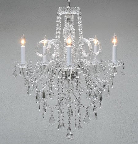 Swarovski Crystal Trimmed Chandelier Authentic All Crystal Chandelier H30" X W24" - Go-A46-3/385/5 Sw