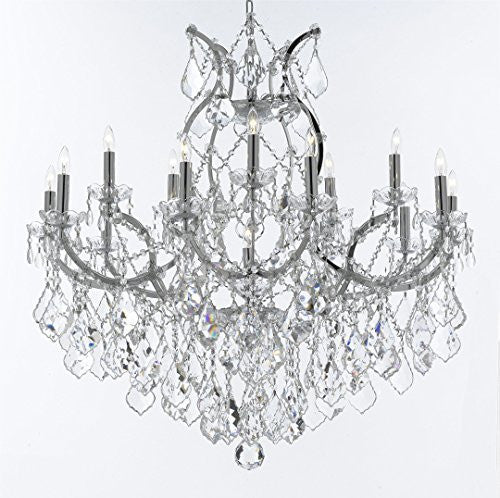 Maria Theresa Chandelier Lighting Crystal Chandeliers H38 "X W37" Chrome Finish Great For The Dining Room Living Room Family Room Entryway / Foyer - J10-Chrome/26050/15+1