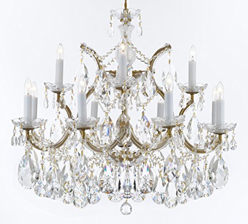 Maria Theresa Chandelier Crystal Lighting Chandeliers Lights Fixture Pendant Ceiling Lamp for Dining room, Entryway , Living room with Large, Luxe, Diamond Cut Crystals! H22" X W28" - A83-B89/21532/12+1DC