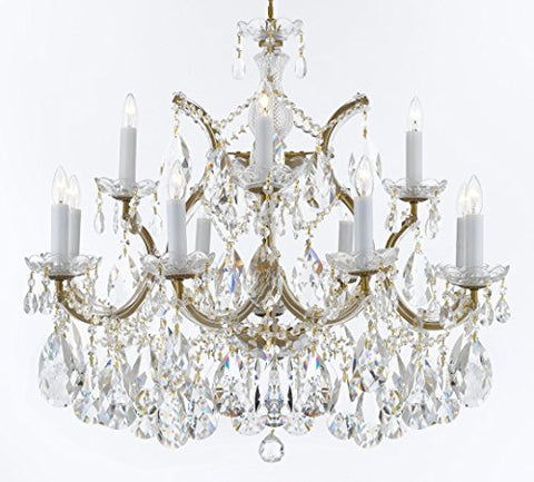 Swarovski Crystal Trimmed Maria Theresa Chandelier Crystal Lighting Chandeliers Lights Fixture Pendant Ceiling Lamp for Dining room, Entryway , Living room With Large, Luxe Crystals! H22" X W28" - A83-B89/21532/12+1SW