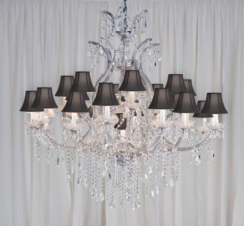 Swarovski Crystal Trimmed Chandelier Maria Theresa Chandelier Crystal Chandeliers Lighting H52" X W46" With Black Shades - A83-Blackshades/Silver/52/2Mt/24+1 Sw