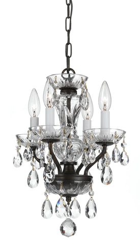 4 Light English Bronze Crystal Mini Chandelier Draped In Clear Italian Crystal - C193-5534-EB-CL-I