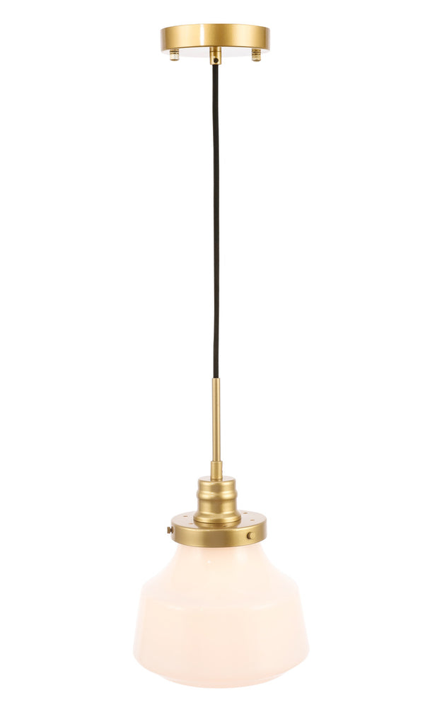 ZC121-LD6257BR - Living District: Lyle 1 light Brass and frosted white glass pendant