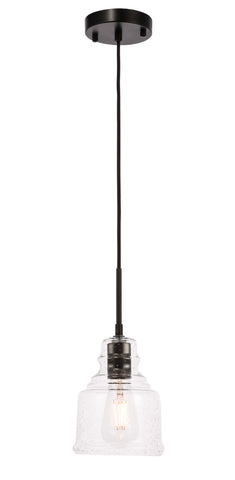 ZC121-LD6195BK - Living District: Pierce 1 light Black and Clear seeded glass pendant