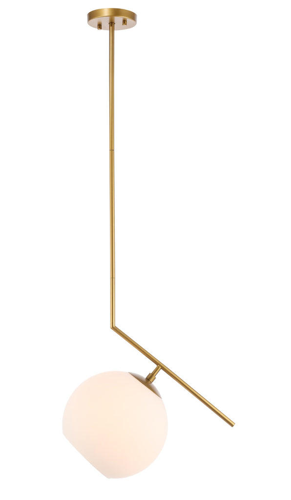 ZC121-LD8049D10BR - Living District: Ryland 1 light Brass and Frosted White glass pendant