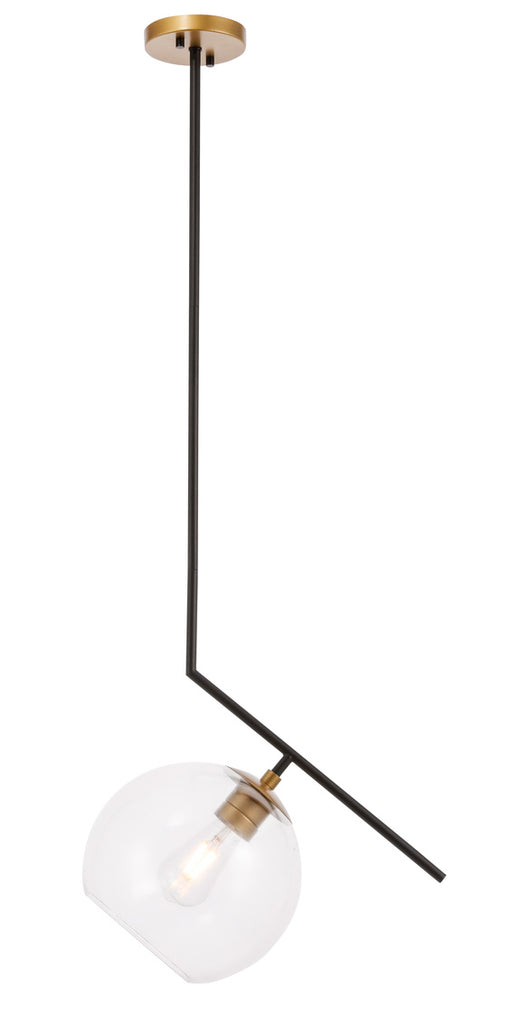 ZC121-LD8035D10BK - Living District: Ryland 1 light Black and Brass and Clear glass pendant