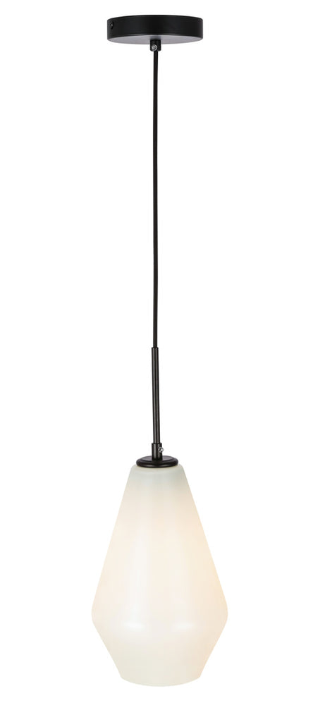 ZC121-LD2261BK - Living District: Gene 1 light Black and Frosted white glass pendant